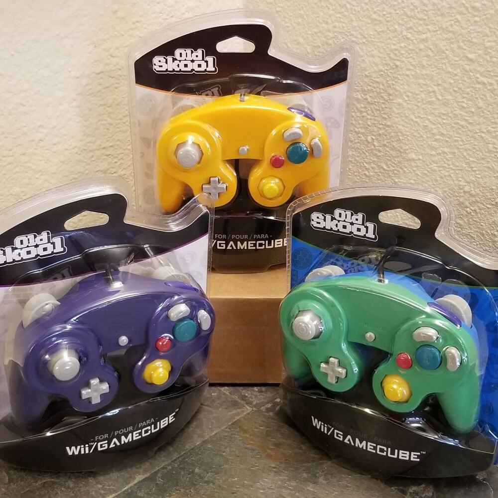3 Gamecube Controllers - 3 Colors Bundle (NEW) - Purple Green Orange - Nintendo